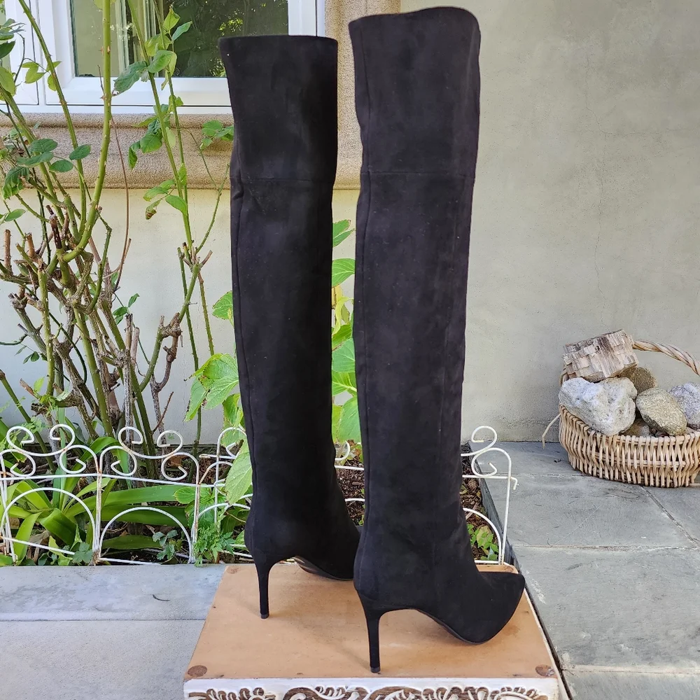 Sexy Chic Jeffrey Campbell Black Microsuede OTK Boots